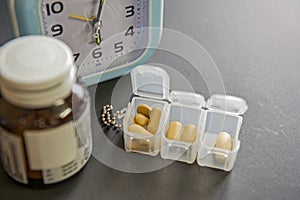 Top view of weekly transparent plastic Pill Box Organizer.