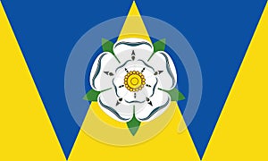 Top view of West Yorkshire Unofficial county, UK flag. County of united kingdom of great Britain, England. no flagpole. Plane