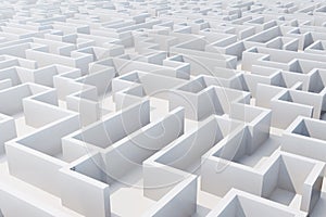 Top view of white labyrinth. 3d rendering