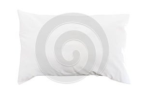 Top view of white pillow with case after guest use in hotel or resort room isolated on white background with clipping path
