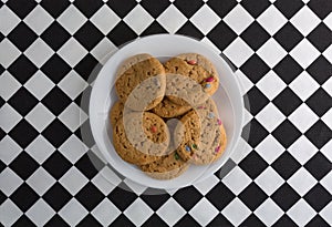 Candy cookies on a white plate