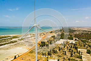 Top view of Windmills farm in Sri Lanka.