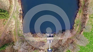 Top view of a wooden bridge at the Eutersee