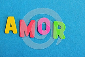 Textured letters write word amor photo