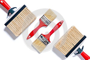 Professional house painter, work tools on a white background