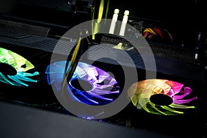 Top view of a working computer graphics card