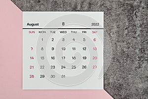 Top views Calendar desk August is the month for organizers to plan and remind on the table background
