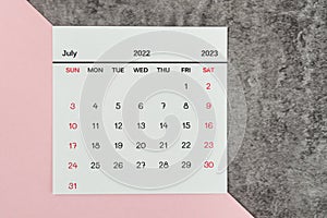 Top views Calendar desk July is the month for organizers to plan and remind on the table background