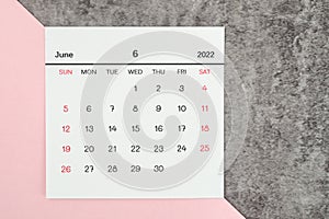 Top views Calendar desk June is the month for organizers to plan and remind on the table background