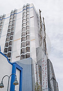 At the top of the worlds tallest climbing wall