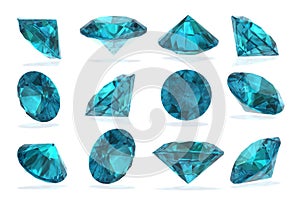 Topaz blues Diamond set on White Background