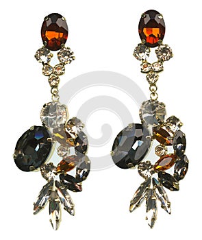 Topaz Brown Grey and White Rhinestone Crystal Jewelry