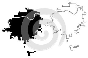 Topeka City, Kansas United States cities, United States of America, usa city map vector illustration, scribble sketch City of