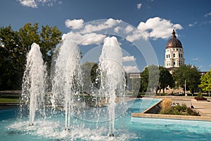 Topeka Kansas Capital Capitol Building Fountains Downtown City S