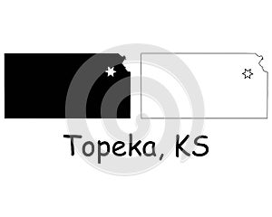 Topeka Kansas KS State Border USA Map