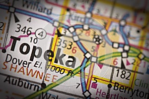 Topeka, Kansas on map photo