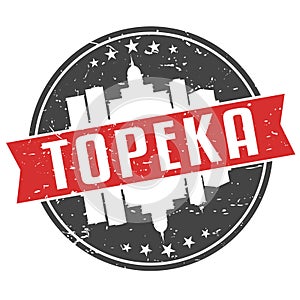 Topeka Kansas Round Travel Stamp Icon Skyline City Design. Seal Badge vector Illustration.