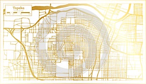 Topeka Kansas USA City Map in Retro Style in Golden Color. Outline Map