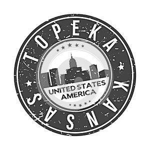 Topeka Kansas USA Stamp Logo Icon Symbol Design Skyline City.