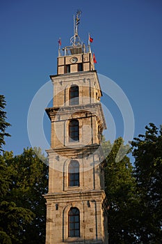 Tophane Clock Tower in Bursa, Turkiye