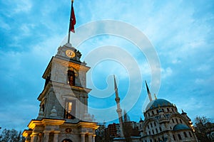 Tophane Clock Tower and Nusretiye Mosque.