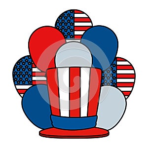 tophat and balloons helium with united states of america flag