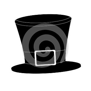 Tophat. Isolated on white background. Black silhouette cylinder. Vintage top hat. Vector.