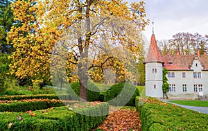 Topiary garden at autumn