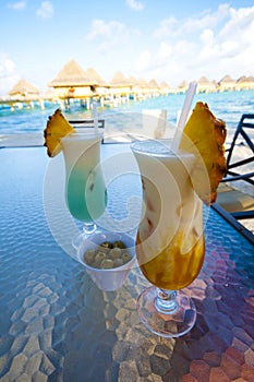 Topical Drinks along Beach in Bora Bora