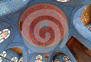 Topkapi palace interior, vaulted mosaic tiled ceilings, Istanbul Turkey