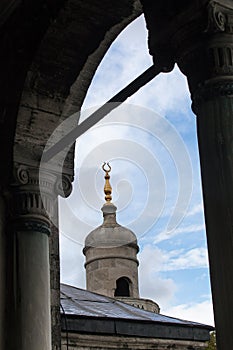 Topkapi Palace in Istanbul. Ancient architecture. Cloudy weather