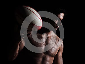 topless rugby man portrait