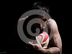 topless rugby man portrait