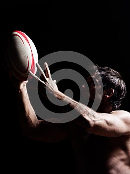 topless rugby man portrait