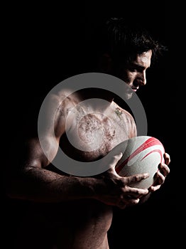 topless rugby man portrait