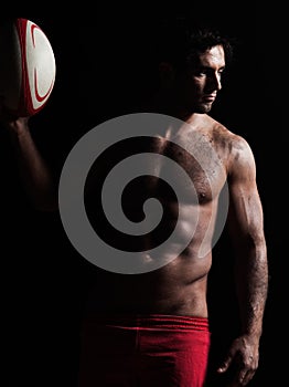 topless rugby man portrait