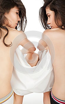 Topless twin girls photo