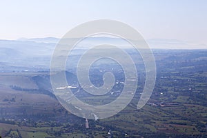 Aerial view of Toplita city and the soundings