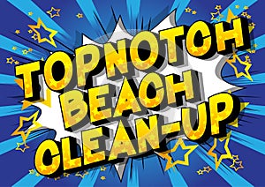 Topnotch Beach Clean-up - Comic book style words.