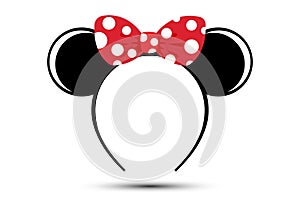 Perfect Minnie mouse ears with red bow headband vector isolated on white background