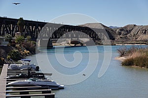 Topock, Arizona, railroad crosses the Colorado River