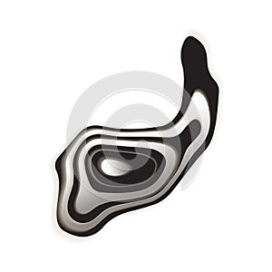 Topographic 3D map black and white logo
