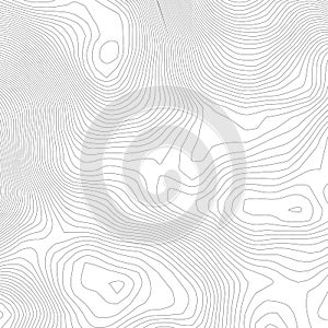 Topographic abstract contour map background. Elevation map. Hollow curved outline. Topological map vector.Geography and