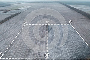 Topographic map of agricultural land plots for Farming. Sale field land for agribusiness.