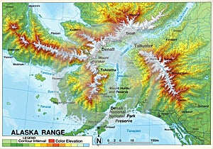 Topographic map of the Alaska Range,