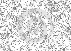 Topographic map backdrop. Conditional geography scheme and the terrain path. Contour line abstract background. photo