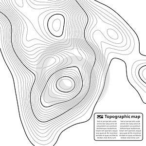 Topographic map background. Grid map. Contour. Vector illustration