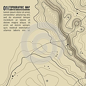 Topographic map background with space for copy . Line topography map contour background , geographic grid abstract