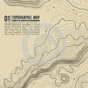 Topographic map background with space for copy . Line topography map contour background , geographic grid abstract