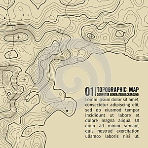 Topographic map background with space for copy . Line topography map contour background , geographic grid abstract